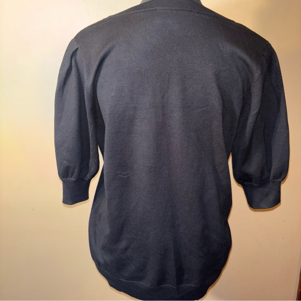 DKNY Womens Ribbed Trim Square Neck Pullover Pleated Shoulder Sweater Sz L - Picture 4 of 8